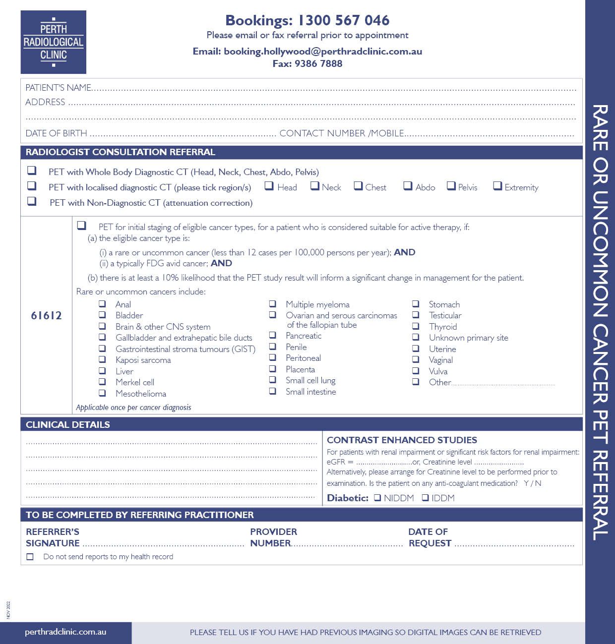 Order Referral Pads/Paper Perth Radiological Clinic